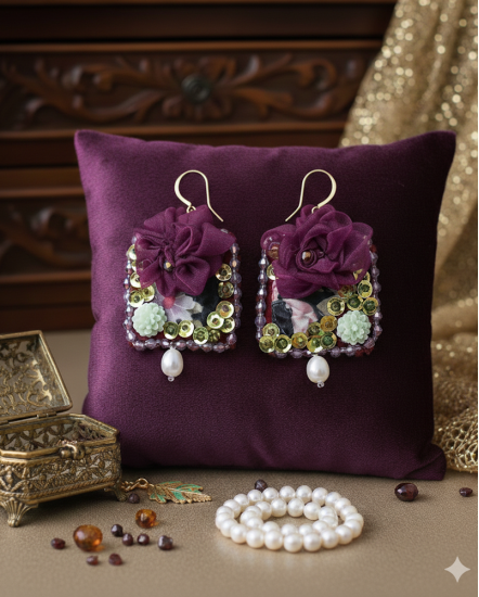 Šité dizajnové náušnice "Jesenná blaženosť"